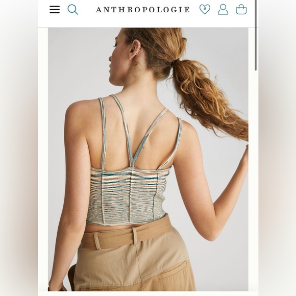Anthropologie Reed Sweater Corset Top Bralette Cropped Neutral Women Small - Picture 13 of 14